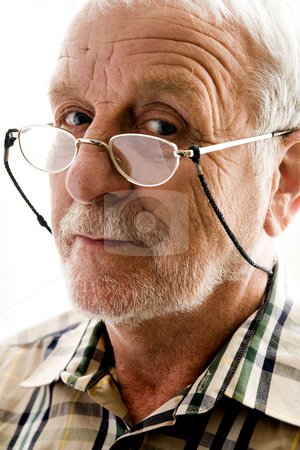 Old person with ugly glasses.